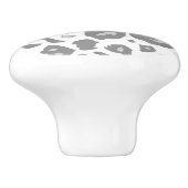 Grauer u. weißer Schneeleopard - graues Tiermuster Keramikknauf (Seitenansicht)