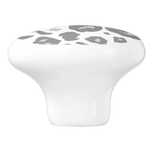 Grauer u. weißer Schneeleopard - graues Tiermuster Keramikknauf (Seitenansicht)