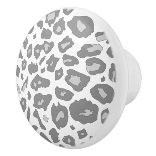 Grauer u. weißer Schneeleopard - graues Tiermuster Keramikknauf (Rechts)