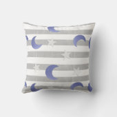 Grauer und blauer Mond und Sterne Kissen (Rückseite)