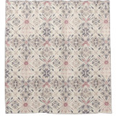 Grauer und Elfenbeinduschvorhang. Duschvorhang (Vorderseite)