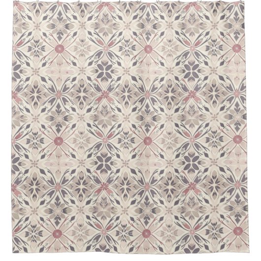 Grauer und Elfenbeinduschvorhang. Duschvorhang (Vorderseite)