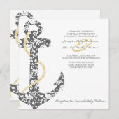 Grauer und gelber Ankerstrand Einladung zur Hochze (Vorne/Hinten)