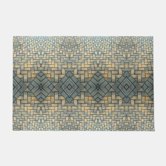 Grauer und gelber Mosaikstein Fußmatte (Vorderseite)