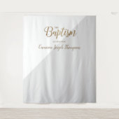 Grauer und goldener Junge moderne Taufe Wandteppich (Vorderseite)