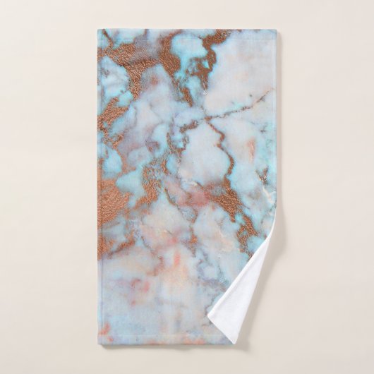 Grauer und hellblauer Marmorstein Badhandtuch Set (Handtuch)