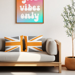 Grauer und orangener Union Jack halb Kissen