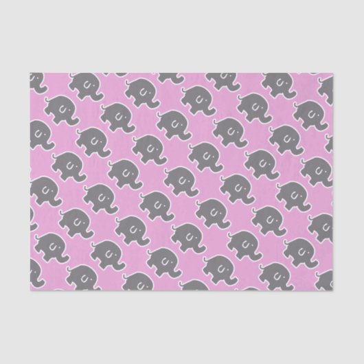 Grauer und rosa Elefant-Babyparty-Geschenk-Gewebe Seidenpapier (Vorderseite)