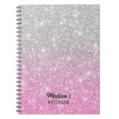 Grauer und rosa Glitzer Notizblock (Vorderseite)