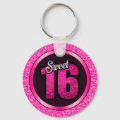 Grauer und rosa Glitzer Schlüsselanhänger (Vorderseite)