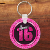 Grauer und rosa Glitzer Schlüsselanhänger (Vorderseite)