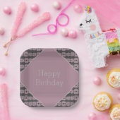 Grauer und rosa Pflaumensplatz Pappteller (Party)