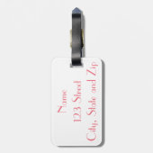 Grauer und rosa Zickzack Monogramm-Gepäck-Umbau Gepäckanhänger (Rückseite vertikal)