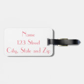 Grauer und rosa Zickzack Monogramm-Gepäck-Umbau Gepäckanhänger (Rückseite horizontal)