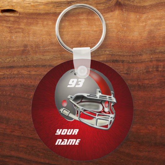 Grauer und roter Fußballhelm Schlüsselanhänger (Vorderseite)