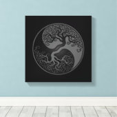 Grauer und schwarzer Baum des Lebens Yin Yang Leinwanddruck (Insitu (Holzboden))