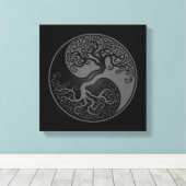 Grauer und schwarzer Baum des Lebens Yin Yang Leinwanddruck (Insitu (Holzboden))