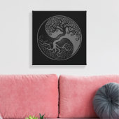 Grauer und schwarzer Baum des Lebens Yin Yang Leinwanddruck (Insitu (Wohnzimmer))
