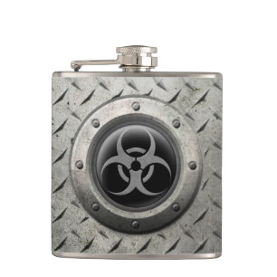 Grauer und schwarzer industrieller flachmann