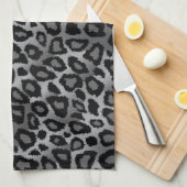 Grauer und schwarzer Leopard-Tierdruck Handtuch (Viertel Falte)