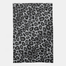Grauer und schwarzer Leopard-Tierdruck Handtuch