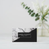 Grauer und schwarzer Marmor und schwarzes Dreieck Visitenkarte (Stehend Vorderseite)