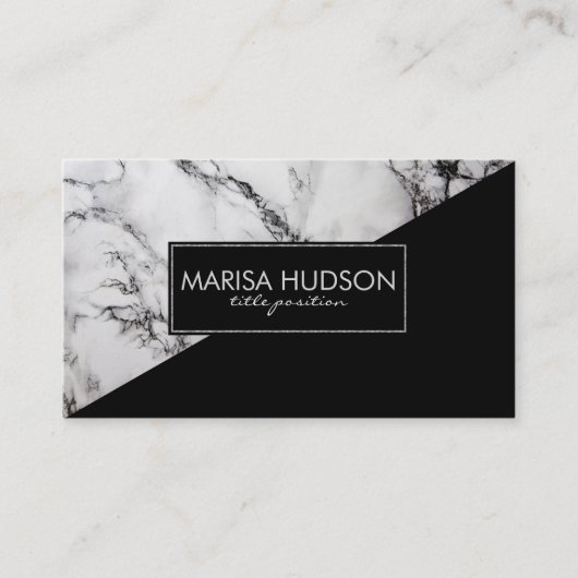 Grauer und schwarzer Marmor und schwarzes Dreieck Visitenkarte (Vorderseite)