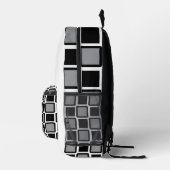 Grauer und schwarzer moderner geometrischer Rucksa Bedruckter Rucksack (Rechts)