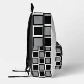 Grauer und schwarzer moderner geometrischer Rucksa Bedruckter Rucksack (Links)