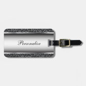 Grauer und silberner Leopard-Tierdruck | Gepäckanhänger (Vorderseite horizontal)