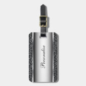 Grauer und silberner Leopard-Tierdruck | Gepäckanhänger (Vorderseite vertikal)