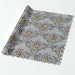 Grauer und Vintager Wein Geschenkpapier<br><div class="desc">Graues und goldenes Paris Vintages Weinverpackungspapier.</div>