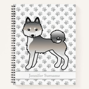 Grauer und weißer Alaskan Klee Kai Hund & Benutzer Notizblock