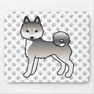 Grauer und weißer Alaskan Klee Kai süßer Cartoon-H Mousepad