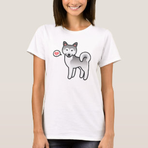 Grauer und weißer Alaskan Malamute Hundeliebe T-Shirt
