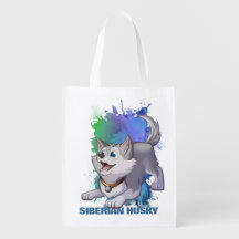 Grauer und weißer Cartoon sibirischer Husky Welpe
