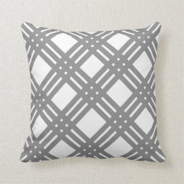 Grauer und weißer Gingham Kissen