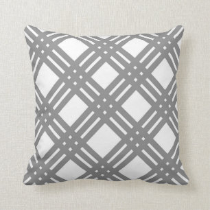 Grauer und weißer Gingham Kissen