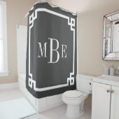 Grauer und weißer griechischer Schlüssel | MIT MON Duschvorhang (Beispiel)