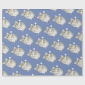 Grauer und weißer Hamster mit einer Blume Geschenkpapier (Flach)