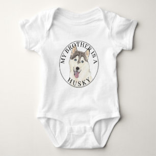 Grauer und weißer Husky-Hund Baby Strampler