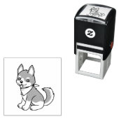 Grauer und weißer Husky-Welpenhund Permastempel (Beispiel)