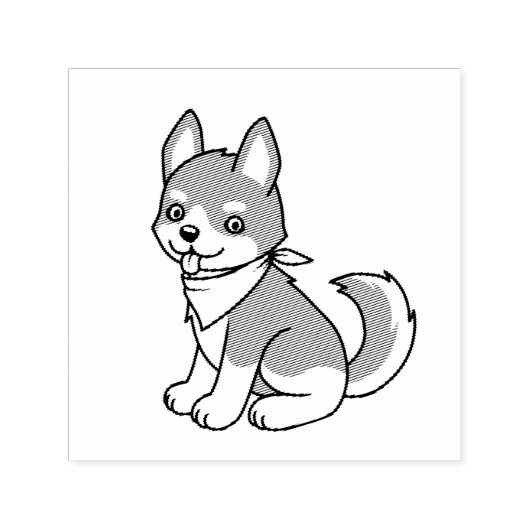 Grauer und weißer Husky-Welpenhund Permastempel (Design)