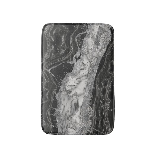 Grauer und weißer Marmor und abstrakt silber Badematte (Vorderseite Vertikal)