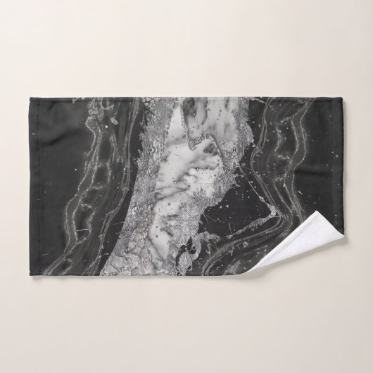 Grauer und weißer Marmor und abstrakt silber Badhandtuch Set (Handtuch)
