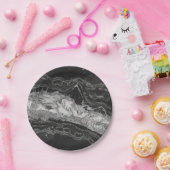 Grauer und weißer Marmor und abstrakt silber Pappteller (Party)