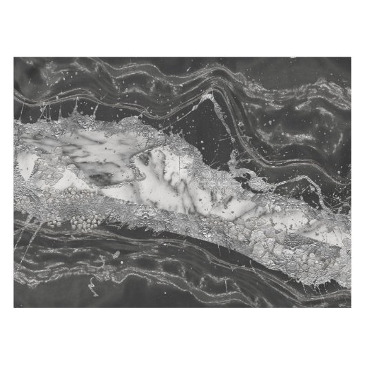 Grauer und weißer Marmor und abstrakt silber Tischdecke (Vorderseite (Horizontal))