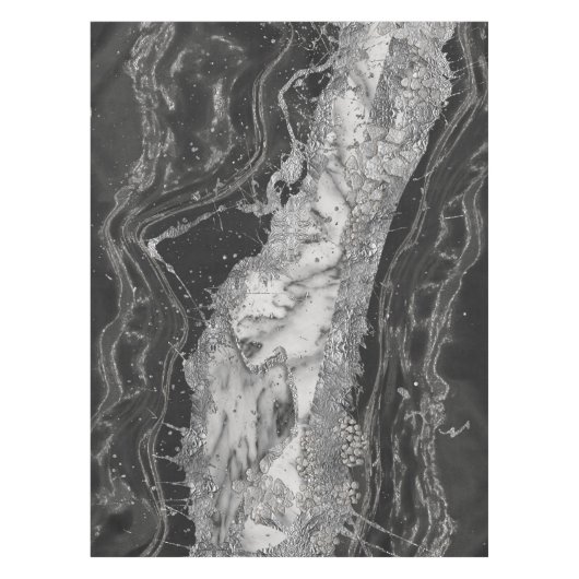 Grauer und weißer Marmor und abstrakt silber Tischdecke (Vorderseite)