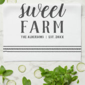 Grauer und weißer Personalisierter Bauernhof Geschirrtuch (Gefaltet)