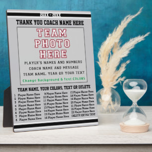 Grauer und weißer Personalisierter Coach spendet I Fotoplatte